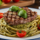 steak and pesto linguine